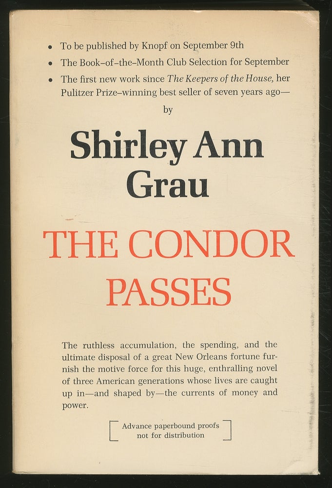 Item #366410 The Condor Passes. Shirley Ann GRAU.