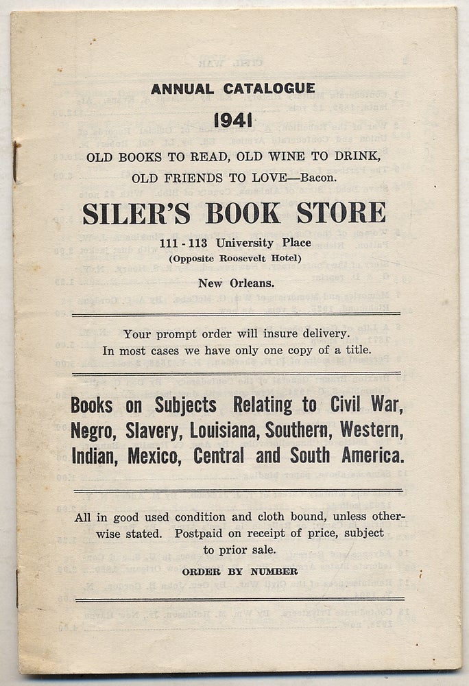 Item #367282 Siler's Book Store: Annual Catalogue: 1941