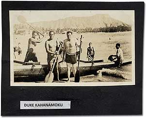 Item #368346 Vintage Snapshot Photograph of the Babe and the Duke on Waikiki Beach. Babe RUTH, Duke Kahanamoku.