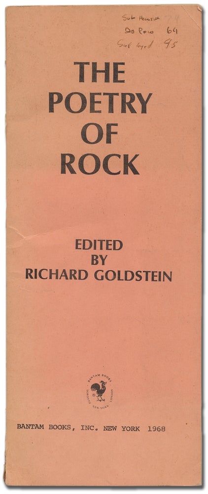 Item #368530 The Poetry of Rock. Richard GOLDSTEIN.