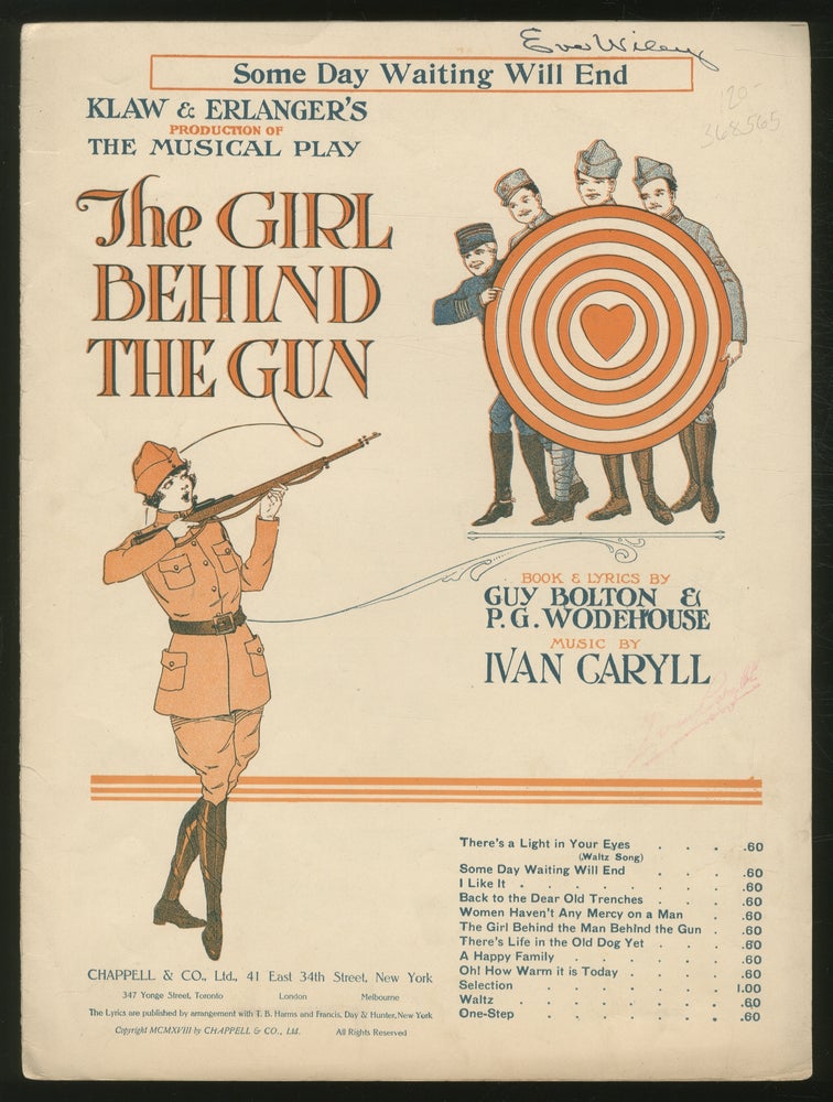 Item #368565 [Sheet Music Score] The Girl Behind the Gun. Guy BOLTON, P. G. Wodehouse, Ivan Caryll.