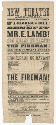 Item #375064 [Broadside]: New Theatre, Alexandria. A Glorious Bill! For the Benefit of Mr. E....