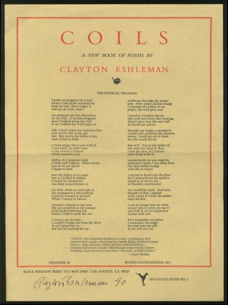 Broadside]: The Physical Traveler [a poem in Coils. Clayton ESHLEMAN.