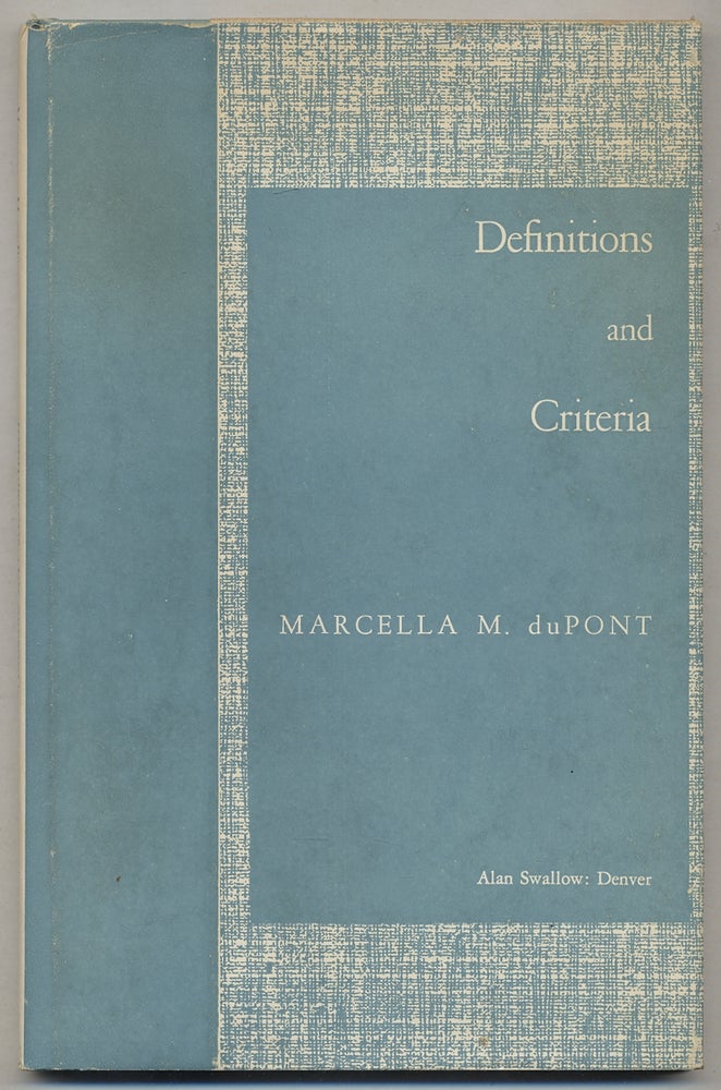 Item #376120 Definitions and Criteria. Marcella Miller DUPONT, duPont.