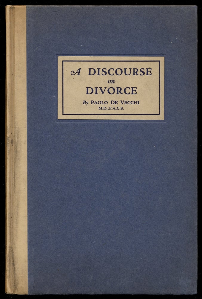 Item #376409 A Discourse on Divorce. Paolo DE VECCHI.