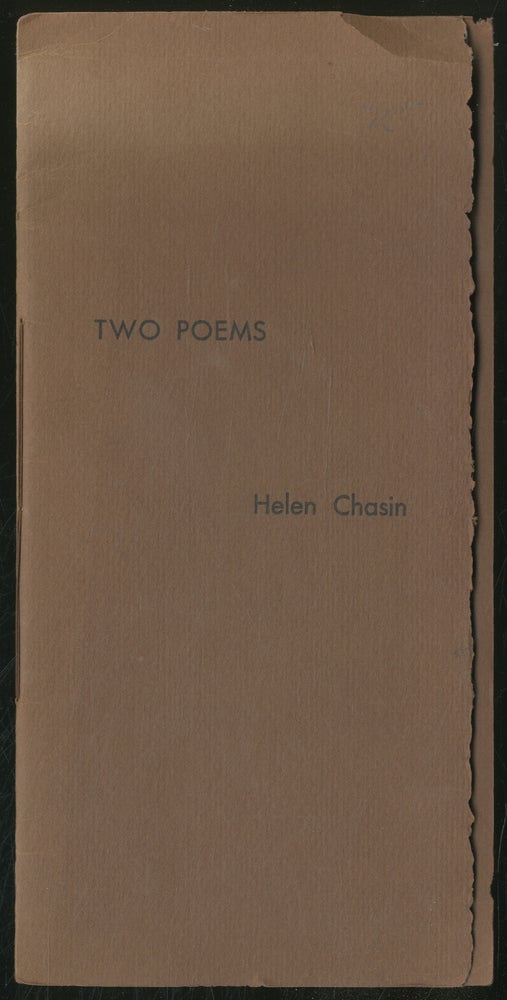 Item #377665 Two Poems. Helen CHASIN.