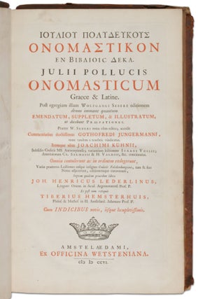 [Iouliou Polydeukous Onomastikon en bibliois deka]: Julii Pollucis Onomasticum Graece & Latine (Two Volume Set)