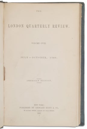 "Darwin's Origin of Species" [Review in]: The London Quarterly Review, Volume 108 July-October, 1860