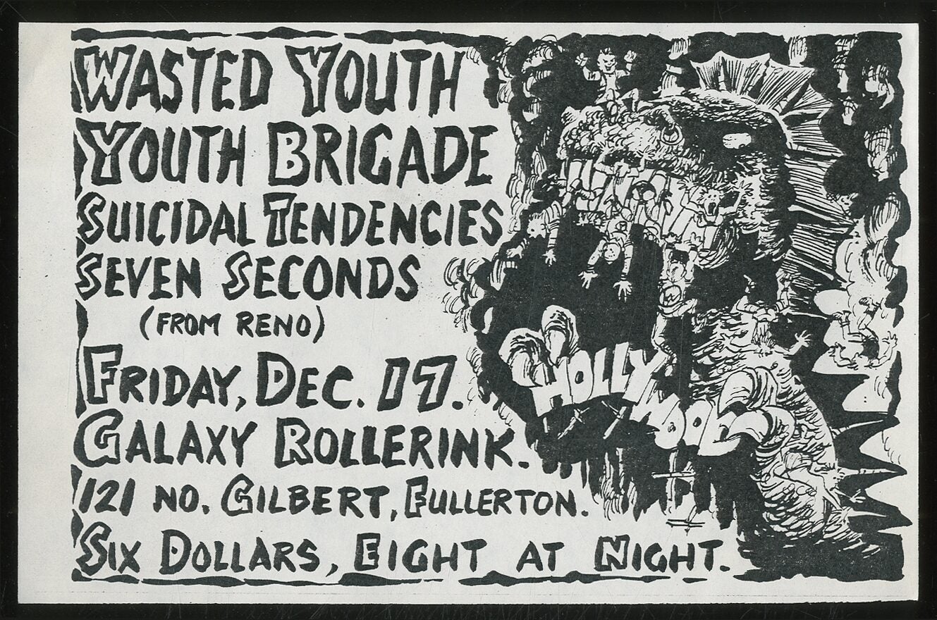 Punk Flyer : Wasted Youth at the Galaxy Rollerink | Youth Brigade 