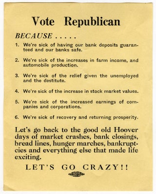 Archive of 33 Broadsides and Pamphlets Related to the 1936 Re-election of Franklin D. Roosevelt