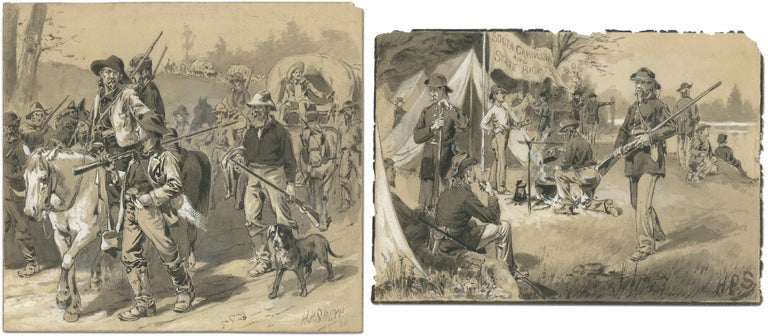 Item #383771 [Original Art]: Two Original Illustrations of Confederate in the Civil War. Henry Pruett SHARE.