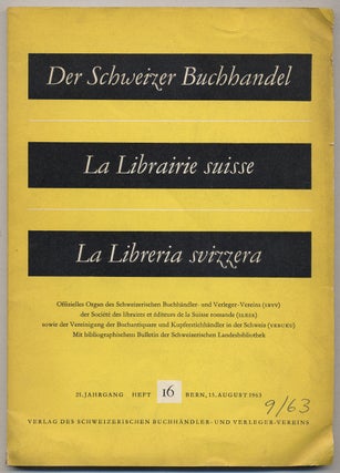 Item #383829 Der Schweizer Buchhandel / La Librairie suisse / La Libreria svizzera [The Swiss...