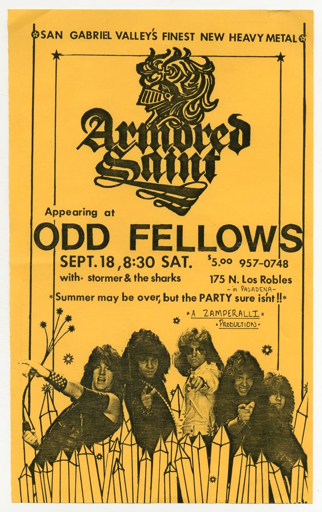 Item #384882 [Punk Flyer]: Armored Saint Appearing at Odd Fellows. Armored Saint.