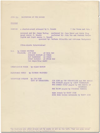 Item #384904 [Program]: June 11: Happenings at the Reuben. Allan KAPROW, Jerry King, John Backer,...