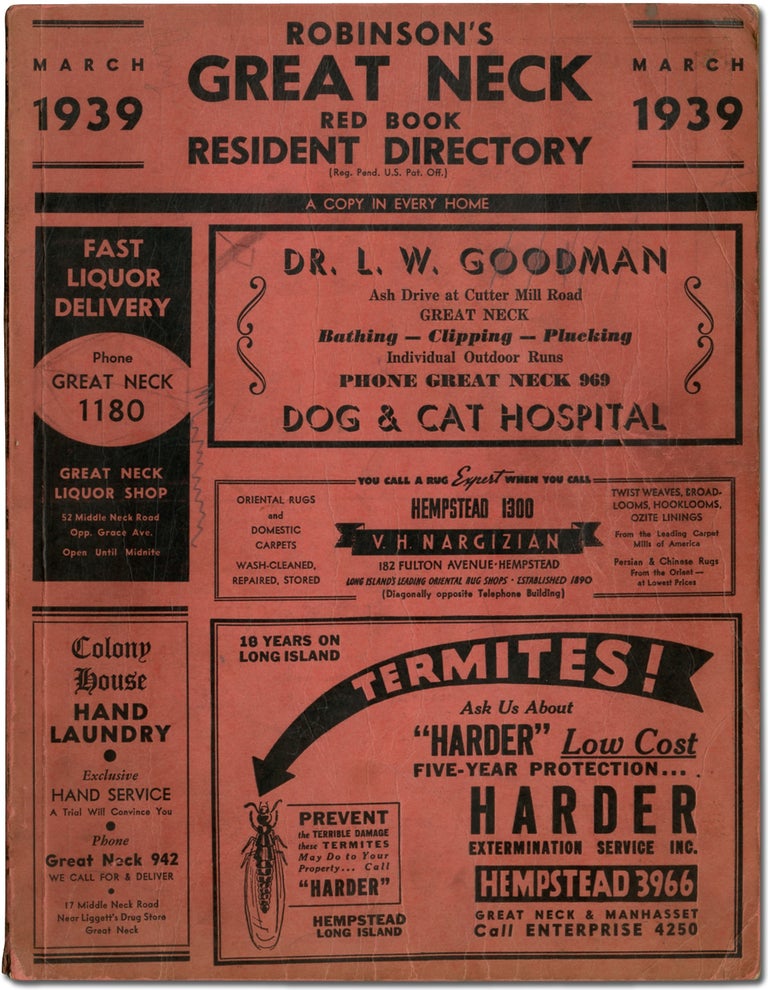 Item #385405 [Business and Phone Directory]: Robinson's Great Neck Red Book Resident Directory. March 1939
