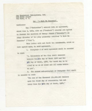 Partially Printed Contract Signed ("George Abbott")