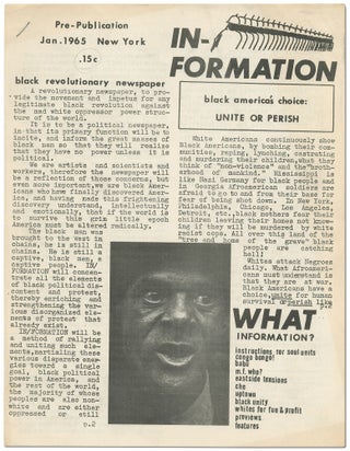 Item #386058 Information: Black Revolutionary Newspaper. Jan. 1965. Pre-Publication [All...