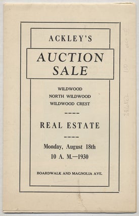Item #386182 Catalogue Ackley's 28th Annual Combination Auction Sale. Wildwood, North Wildwood,...