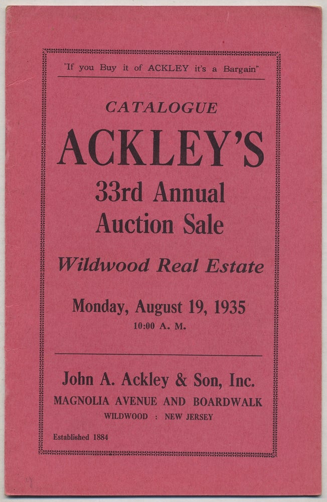 Item #386184 Catalogue Ackley's 33rd Annual Auction Sale Wildwood Real Estate