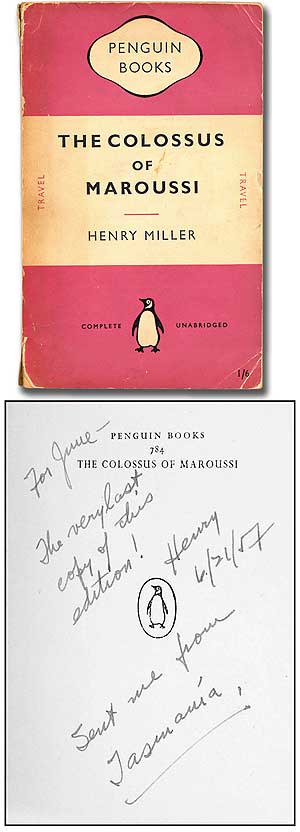 Item #38620 The Colossus of Maroussi. Henry MILLER.
