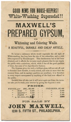 [Illustrated Poster and Related Items]: Maxwell's Prepared Gypsum for Sale Here for Whitening and Coloring Walls