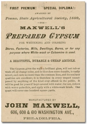 [Illustrated Poster and Related Items]: Maxwell's Prepared Gypsum for Sale Here for Whitening and Coloring Walls