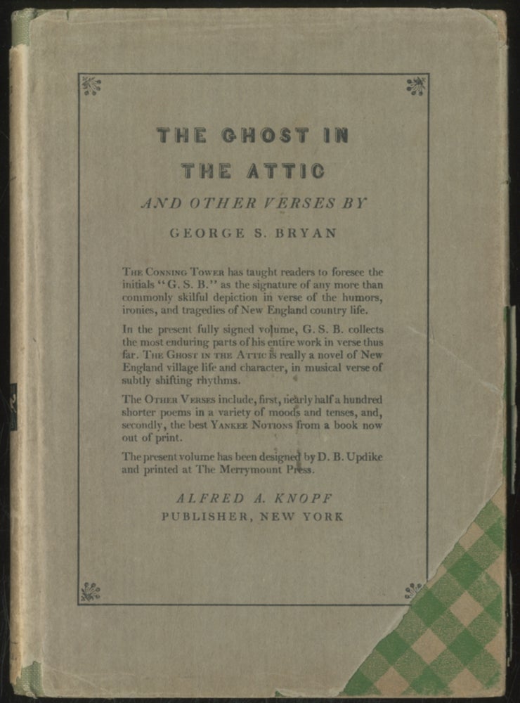 Item #387490 The Ghost in the Attic and Other Verses. George S. BRYAN.