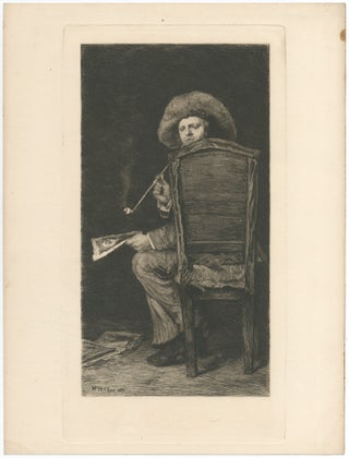 Item #388441 [Original Etching]: Seated Gentleman Smoking a Pipe. William Merritt CHASE