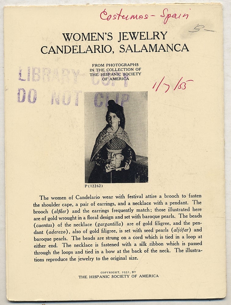 Item #389400 Women's Jewelry Candelario, Salamanca: From Photographs in the Collection of The Hispanic Society of America with Comparative Material