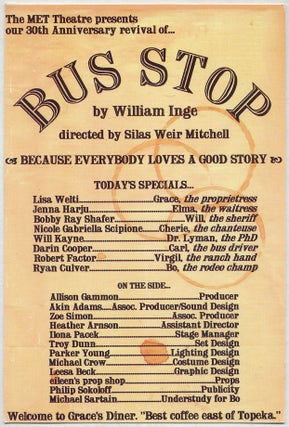 Item #389535 [Postcard]: Met Theatre Presents our 30th Anniversary Revival of Bus Stop. William...