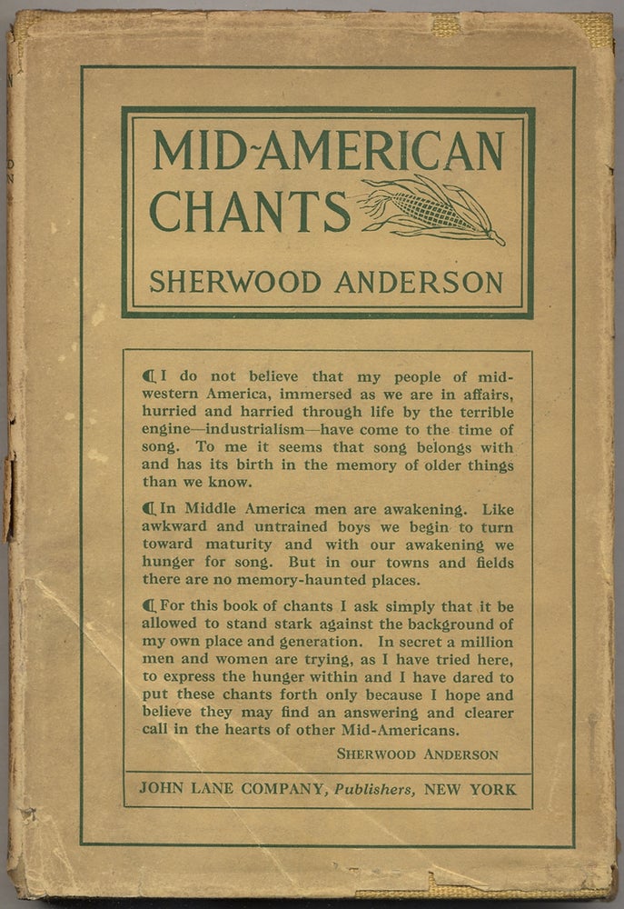 Item #389911 Mid-American Chants. Sherwood ANDERSON.