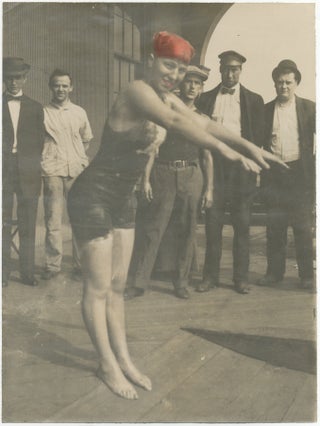 Item #390000 Photographic Portrait of Alsie Aykroyd, Winner of the Boston Light Swim in 1911....