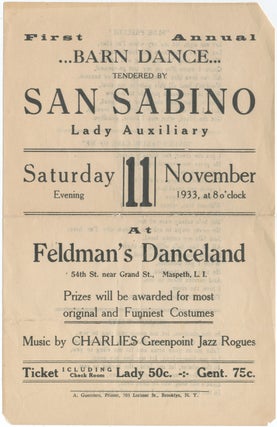 Item #390048 [Handbill]: First Annual Barn Dance Tendered by San Sabino Lady Auxiliary at...
