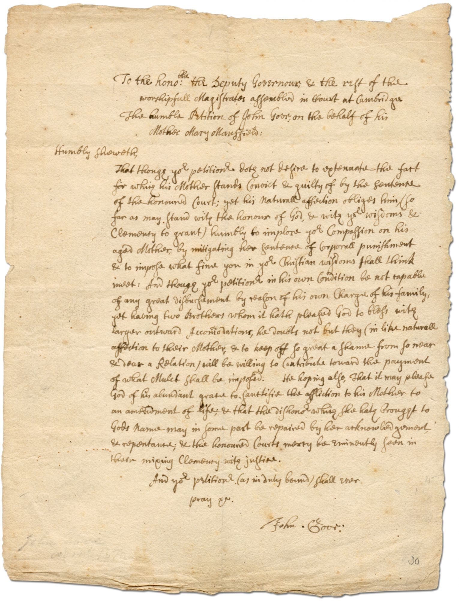 Pre Colonial Letters Colonial Era Holographic Letter Written in 1659 by a Resident of ...