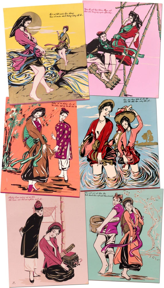 Item #390336 [Archive]: A Collection of Six Vietnamese Silk Screen Posters. Ho Xuan Huong?
