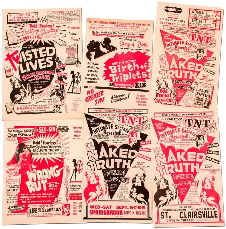 Item #391342 [Broadsides]: Six Printed Promotional Broadsides for Exploitation Films being shown in Ohio Drive-In Theatres