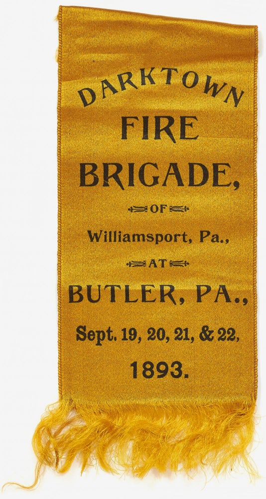 Item #391800 [Silk Pin]: Darktown Fire Brigade, of Williamsport, Pa. at Butler, Pa., Sept. 19, 20, 21, & 22, 1893