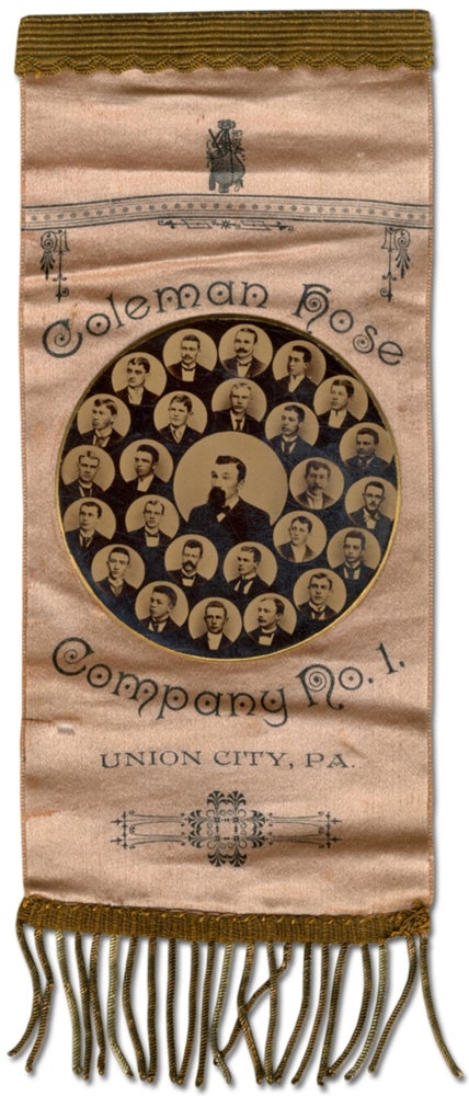 Item #391801 [Photograph on Silk Pin]: Coleman Hose Company No. 1, Union City Pa.