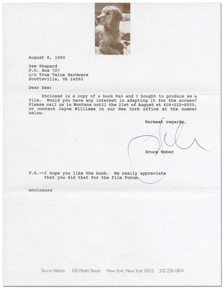 Item #391987 Typed Letter Signed to Sam Shepard. Bruce WEBER.
