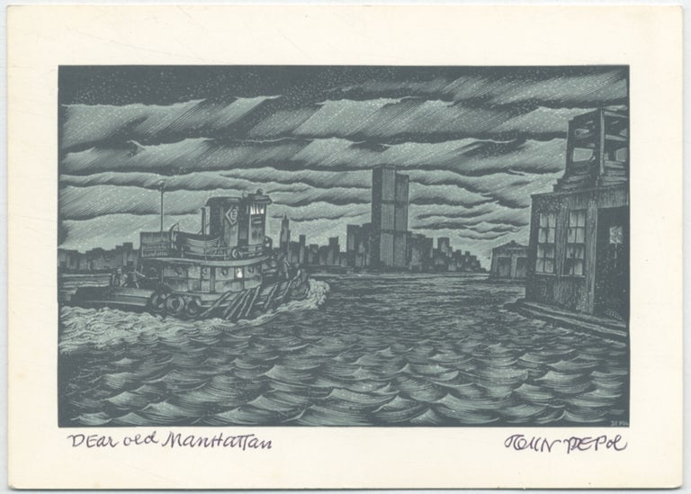 Item #392115 [Christmas Card]: Dear Old Manhattan. John DePOL.