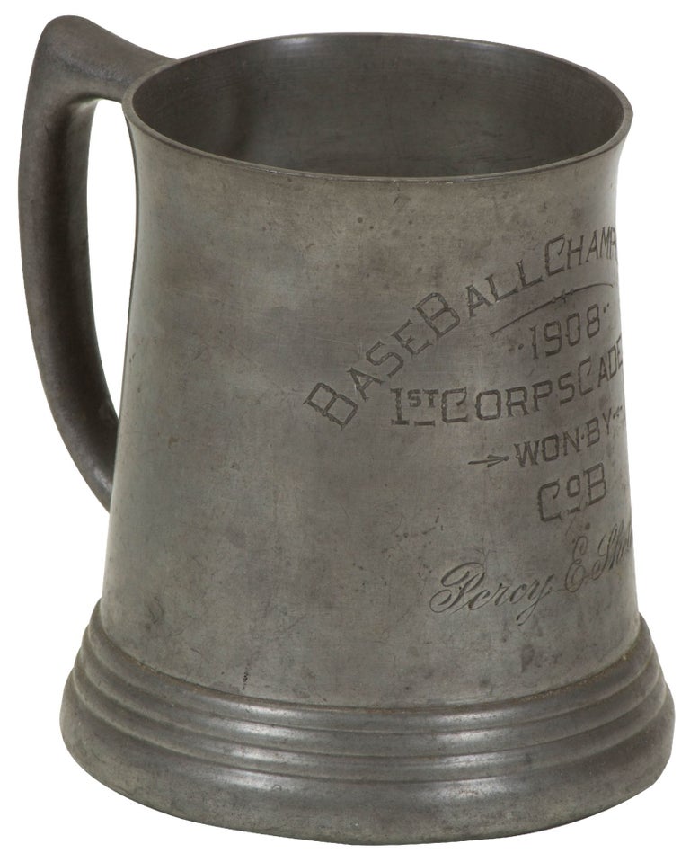 Item #394467 [Pewter Trophy Mug]: BaseBall Championship 1908 1st Corps Cadets Won by Co. B. Percy E. Sheldon