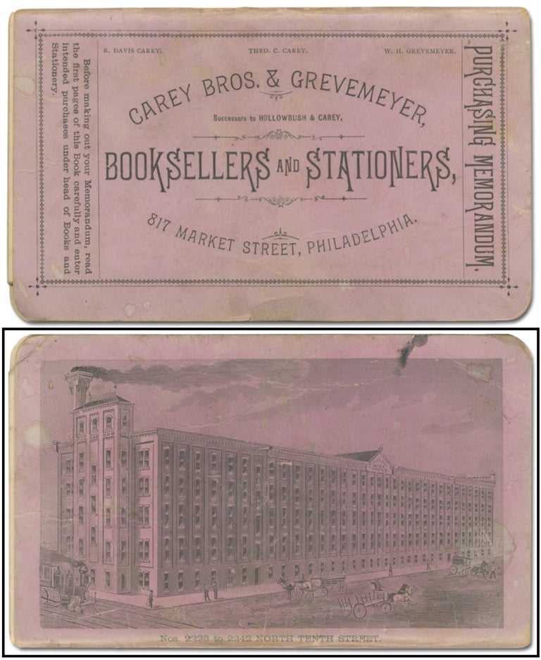Item #394856 [Account book]: Purchasing Memorandum. Carey Bros. & Grevemeyer, Successors to Hollowbush & Carey, Booksellers and Stationers