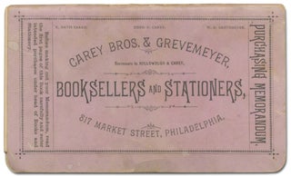 [Account book]: Purchasing Memorandum. Carey Bros. & Grevemeyer, Successors to Hollowbush & Carey, Booksellers and Stationers
