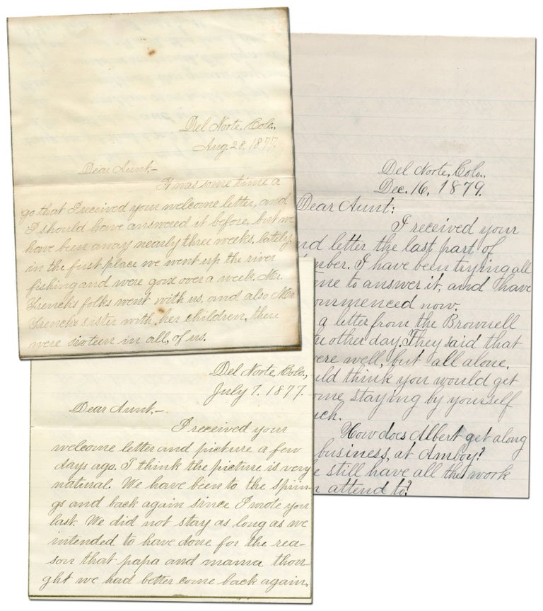 Item #395119 Three Autograph Letters Signed to her aunt about family life and silver mining in Colorado. PHILLIPS, Terressa.