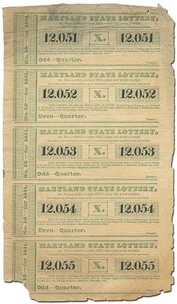 Item #395952 [Strip of Lottery Tickets]: Maryland State Lottery for 1831