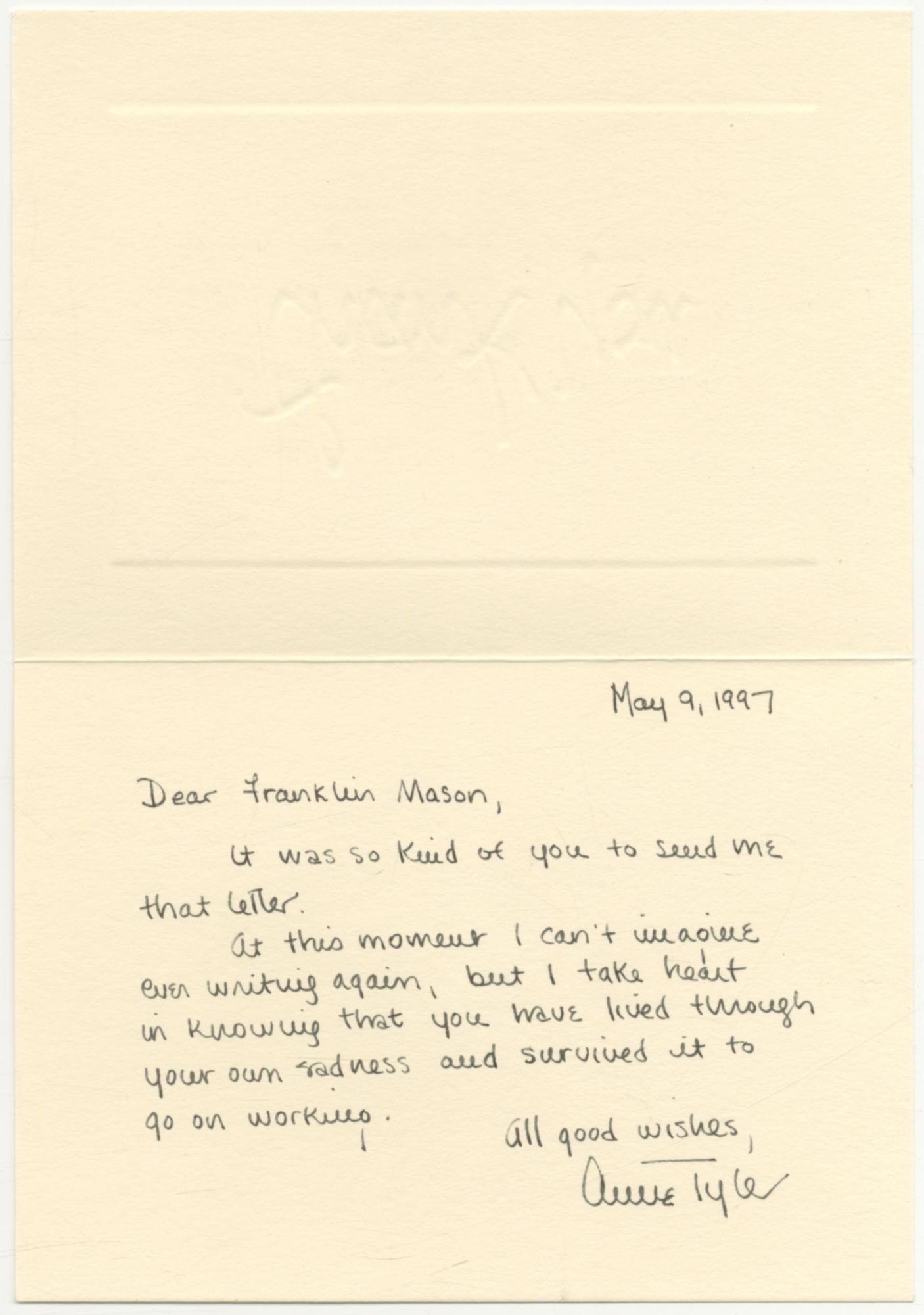 Two Letters Signed | Anne TYLER