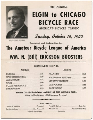Item #396797 [Broadsheet]: 24th Annual Elgin to Chicago Bicycle Race ... 1950