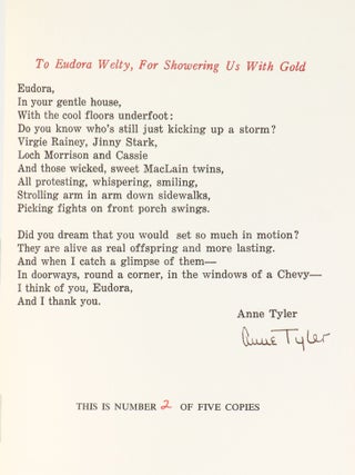 [Offprint]: To Eudora Welty, For Showering Us With Gifts