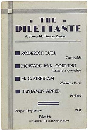 Item #397829 The Dilettante. Vol. 1, No. 1. August-September, 1934. R. M. HUGGINS, Don Giesy,...