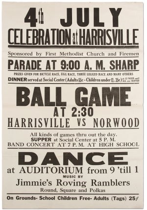Item #397851 [Broadside]: 4th July Celebration at Harrisville... Ball Game at 2:30 Harrisville...